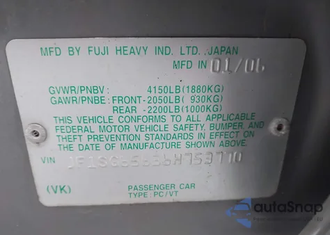 2006 Subaru Forester 2.5X z USA, uszkodzony, nr VIN JF1SG65636H753770